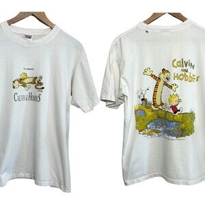 VTG The Essential Calvin and Hobbes Shirt L Comic Graphic Single Stitch
